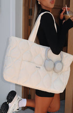 Always Moving Quilted Tote Bag Cream