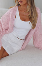 A Little Too Much Knit Cardigan Baby Pink