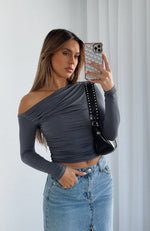 Best Of Luck Long Sleeve Top Charcoal