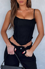 Be The One For Me Denim Bustier Black