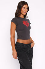 Love Burst Baby Tee Charcoal