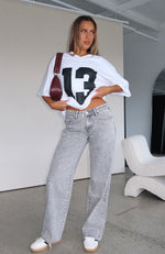 Bring The Style Low Rise Wide Leg Jeans Washed Grey