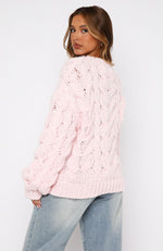 Real Feelings Oversized Knit Sweater Baby Pink