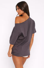 Trial Run Off Shoulder Oversized Tee Volcanic