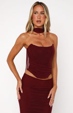 Lovers Lane Strapless Bustier Burgundy