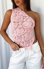 It's A Love Story Lace Top Pink