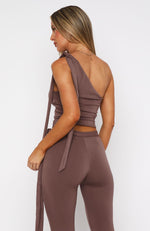 Reckless Romance One Shoulder Top Mocha