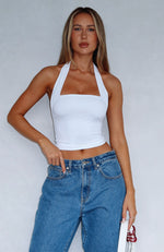 Out Of Touch Halter Top White