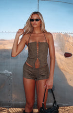 Don't Speak Suede Bustier Cactus