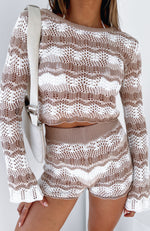 End Of The Day Long Sleeve Knit Crop Neutral