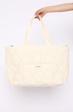 Always Moving Quilted Tote Bag Cream