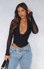 Favourite Person Long Sleeve Bustier Black