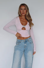 Flutter Away Long Sleeve Top Baby Pink