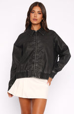Make Thing's Right Pu Bomber Jacket Washed Black