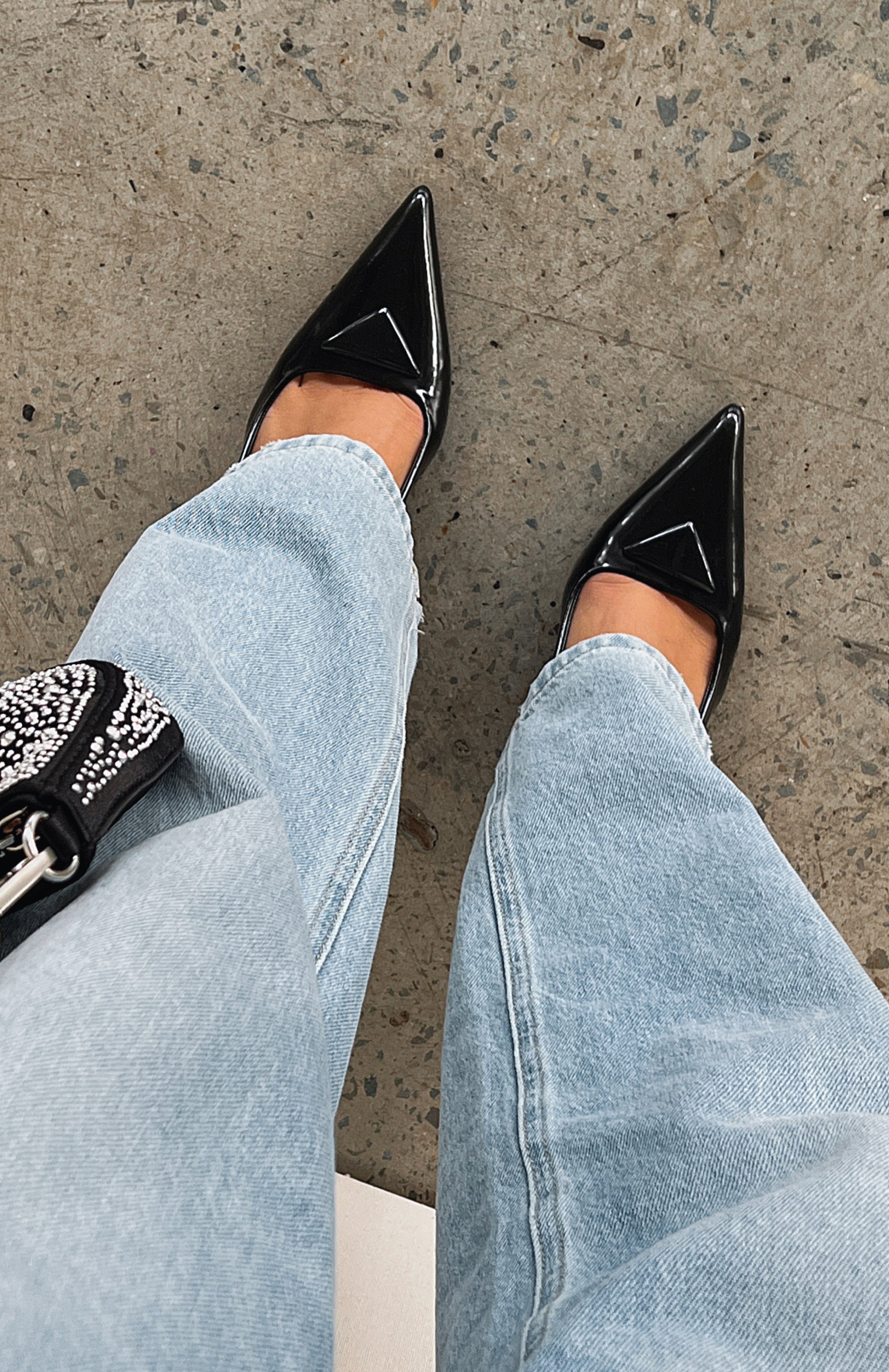 Georgie Slingback Heels Black Smooth | White Fox Boutique