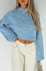 Going Through The Motions Knit Sweater Baby Blue