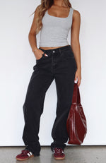 Grace Mid Rise Straight Leg Jeans Acid Black