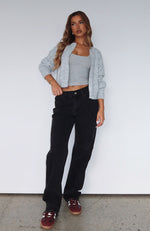 Grace Mid Rise Straight Leg Jeans Acid Black