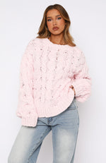 Real Feelings Oversized Knit Sweater Baby Pink