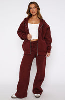 You'd Love It Here Wide Leg Sweatpants Merlot