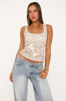 Chill Vibes Printed Tank Top Brown Snake