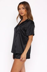 Dreamscape Satin Pyjama Set Black