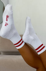 Grounded Socks White/Red