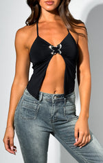 Know My Name Halter Top Black