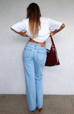 Unmatched Studded Mid Rise Straight Leg Jeans Cerulean Wash