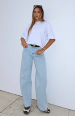 Call You Mine Mid Rise Wide Leg Jeans Light Blue