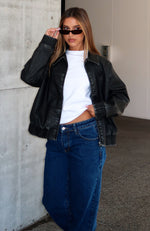 Make Thing's Right Pu Bomber Jacket Washed Black