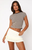 Low Effort Baby Tee Chocolate Stripe