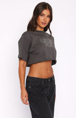 Driven By Desire Oversized Cropped Tee Charcoal