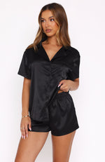 Dreamscape Satin Pyjama Set Black