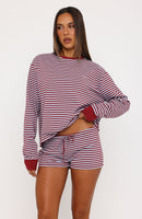 Touchdown Long Sleeve Tee Red/Blue Stripe