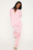 Pillow Talk Printed Long Sleeve Pyjama Set Pink Citrus