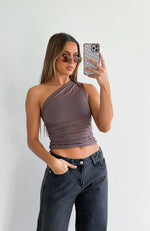 Lack Of Love One Shoulder Top Chocolate