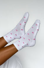 Lazy Days Socks White/Pink