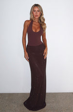 Prism Embellished Maxi Skirt Chocolate