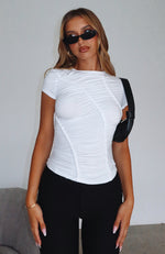 Left Wondering Ruched Top White