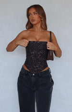 Let It Go Strapless Bustier Midnight Leopard