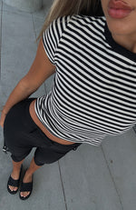 Low Effort Baby Tee Black Stripe