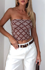 Lucky Clover Strapless Knit Top Chocolate Daisy