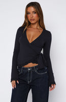 Cater To You Long Sleeve Top Dark Navy