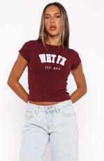 Give It Away Baby Tee Burgundy