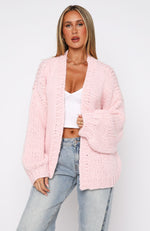 A Little Too Much Knit Cardigan Baby Pink