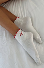 Me Time Socks White/Red