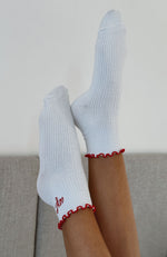 Me Time Socks White/Red