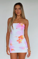 Mind Games Strapless Mini Dress Blossoming Orchids