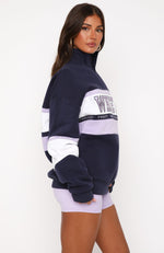 Breaking Ground Zip Front Sweater Navy